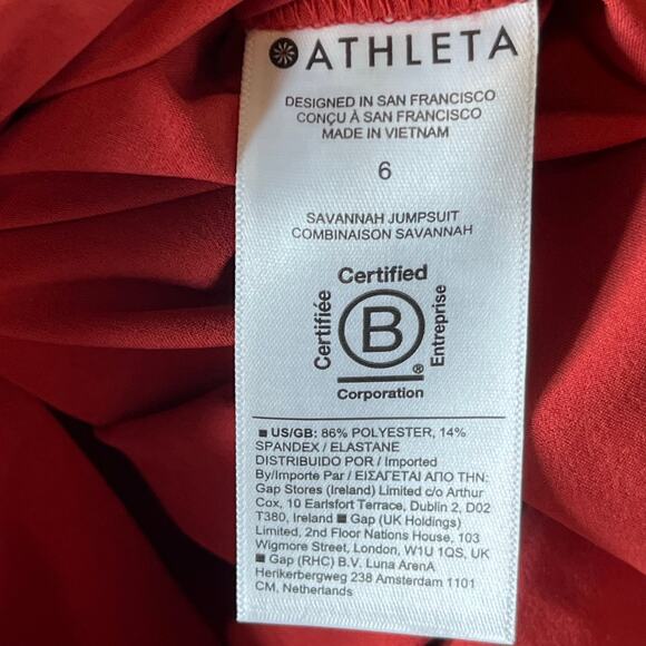 Athleta Savannah Currant Red Jumpsuit Size 6 - Picture 9 of 11
